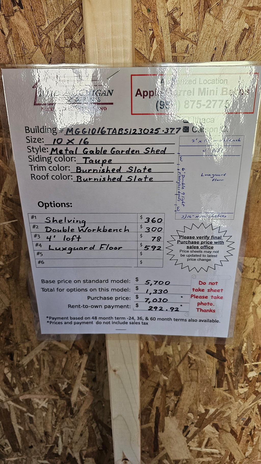 10x16 Metal Gable Garden Shed