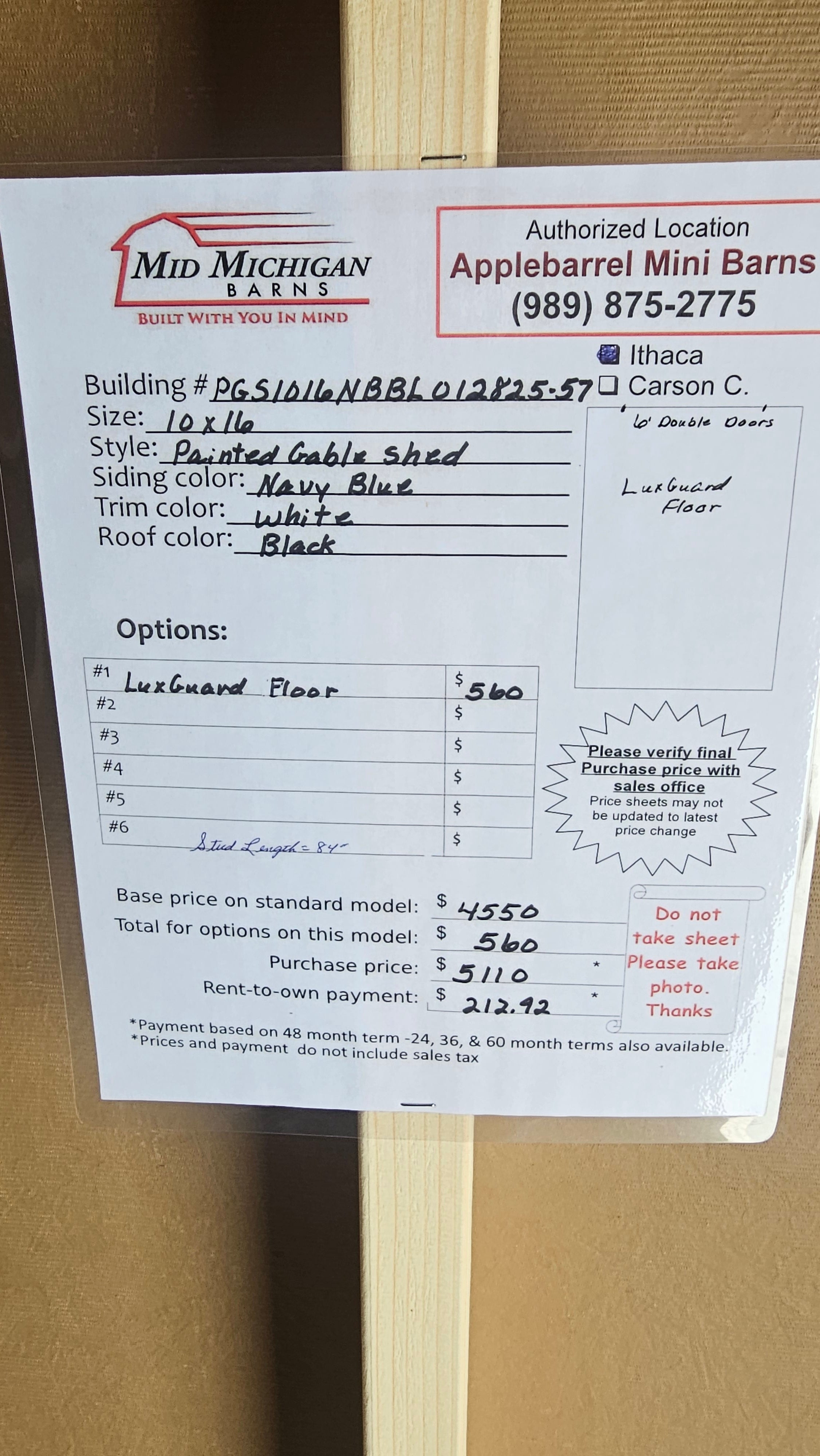 Painted Gable Shed 10x16