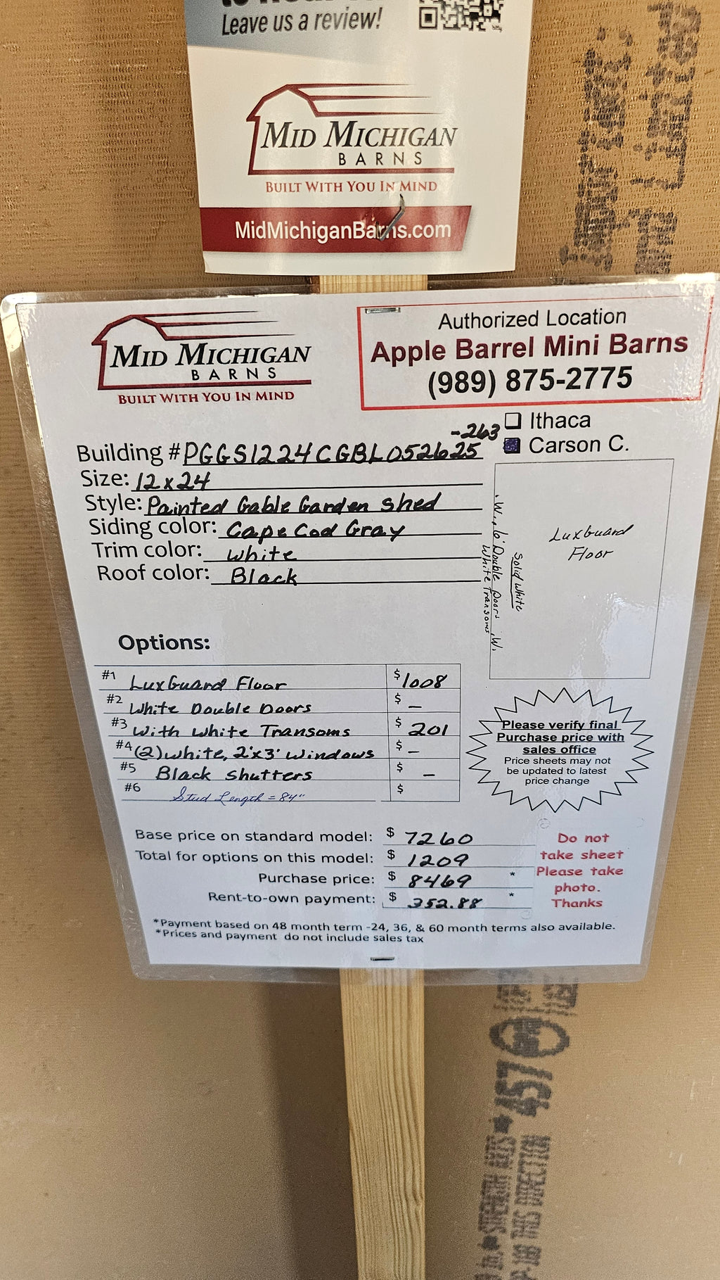 12x24 Painted Gable Garden Shed