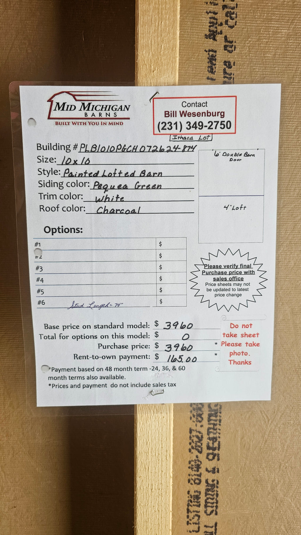 Painted  Lofted Barn 10x10