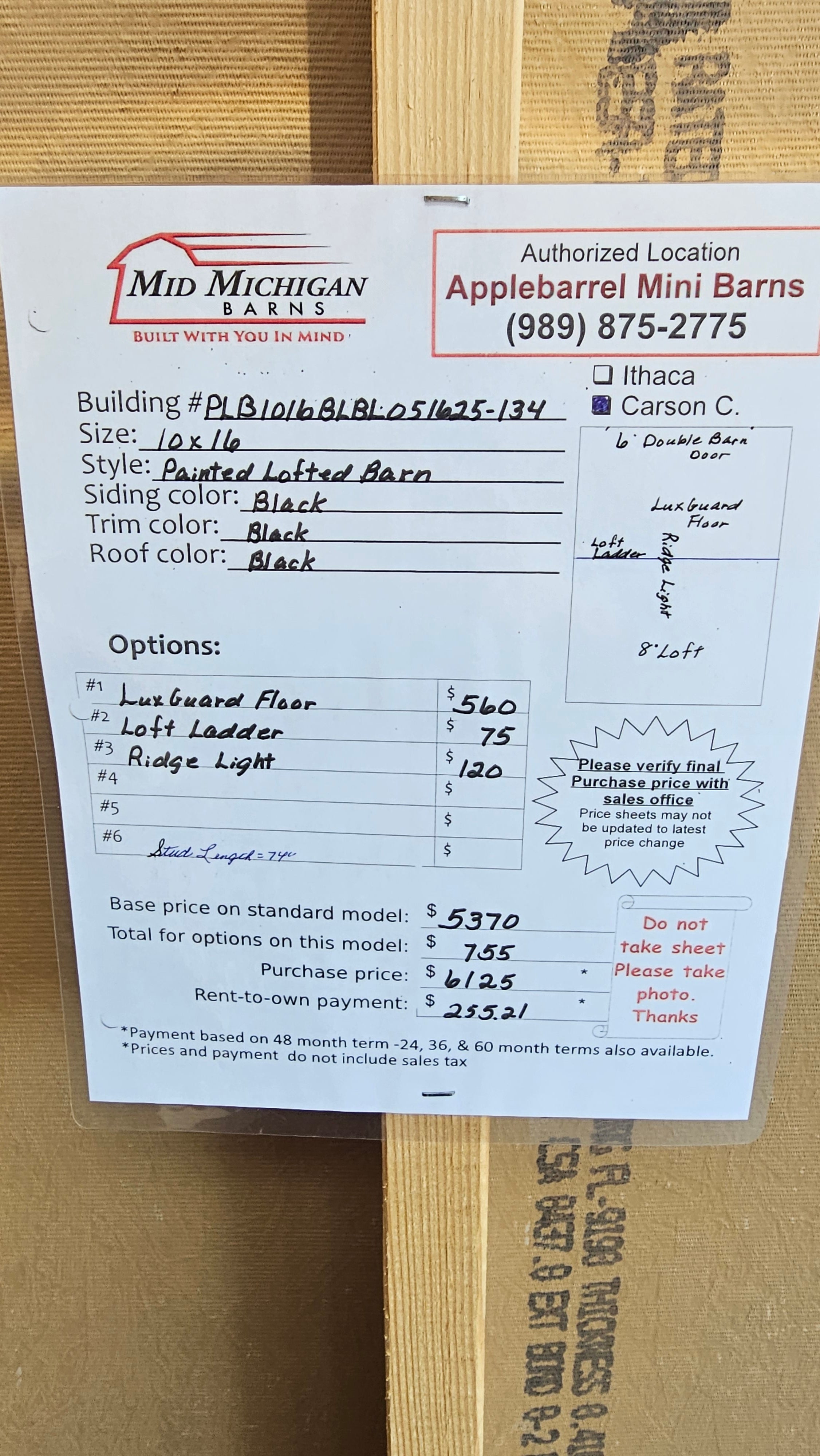 10x16 Painted Lofted Parn