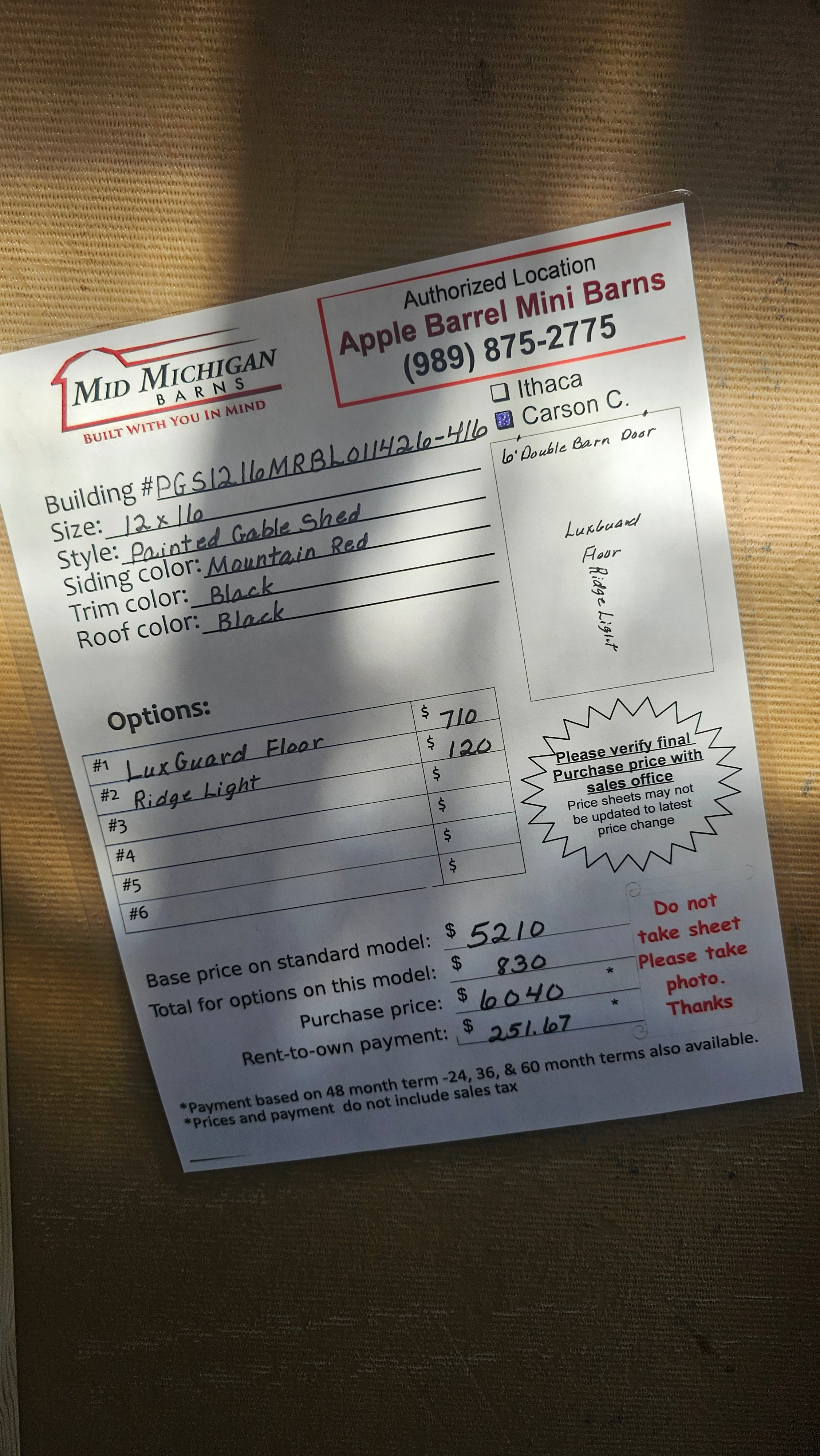 12x16 Painted Gable Shed