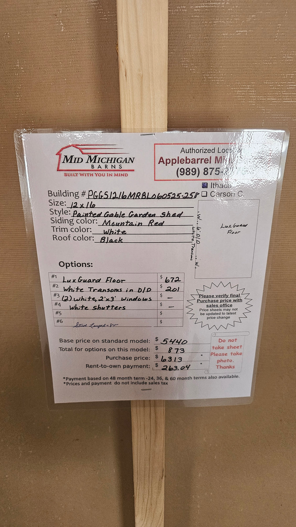 Painted Gable Garden Shed 12X16