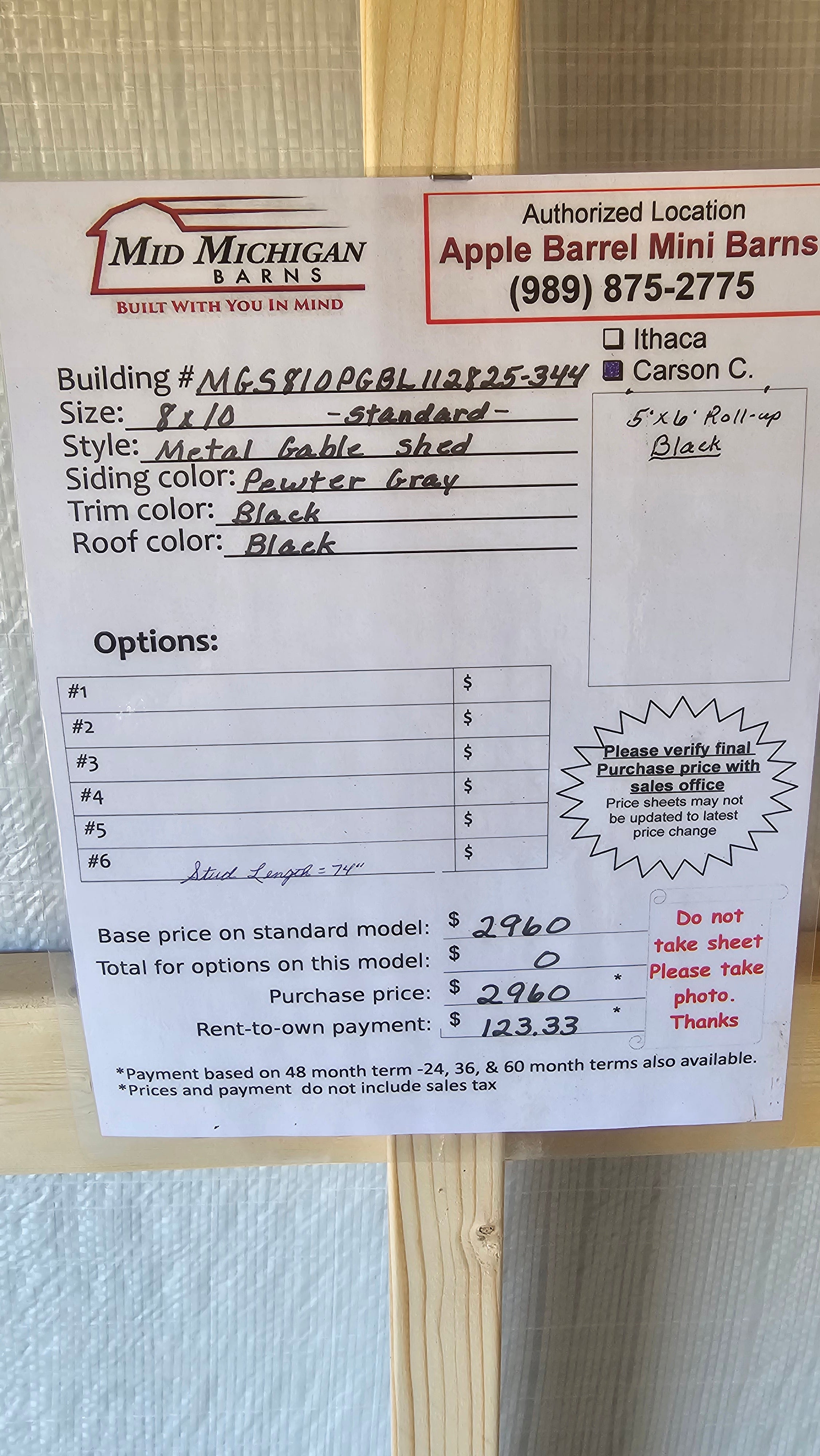 8x10 Metal Gable Shed