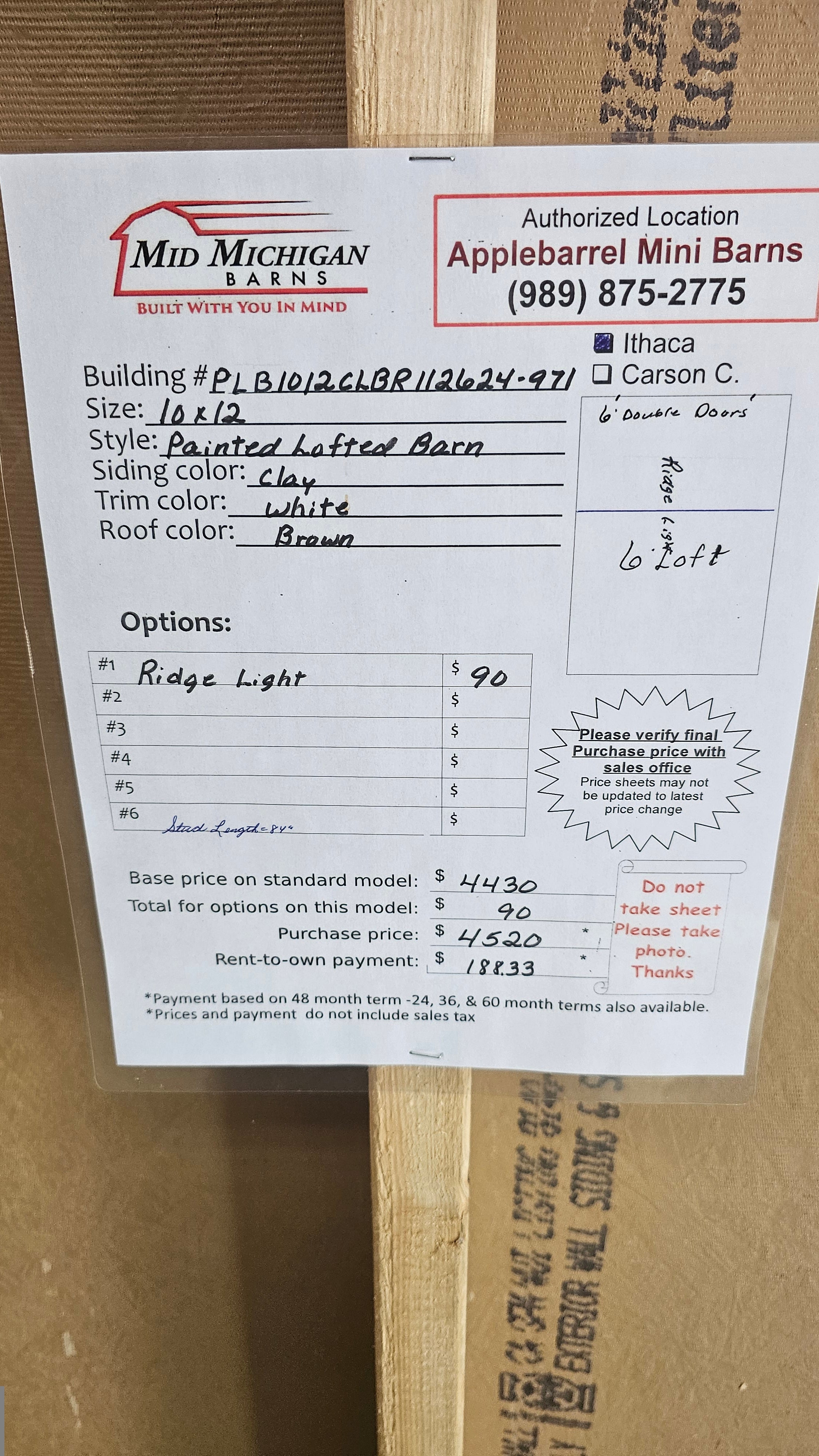 Painted Lofted Barn 10x12