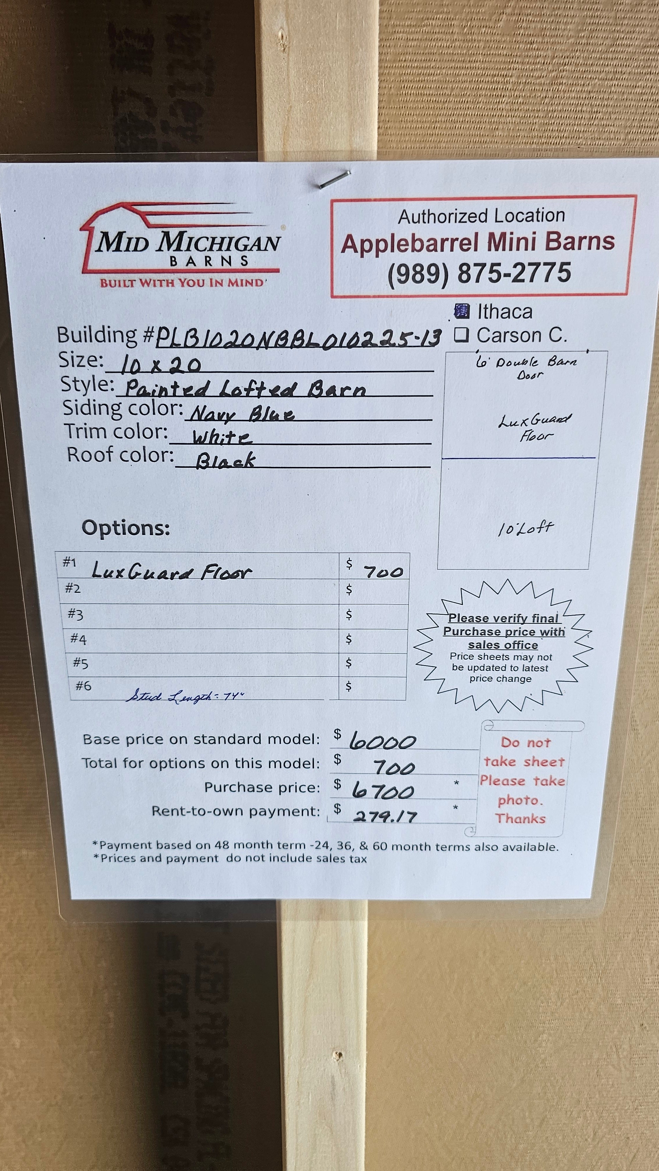 Painted Lofted Barn 10x20