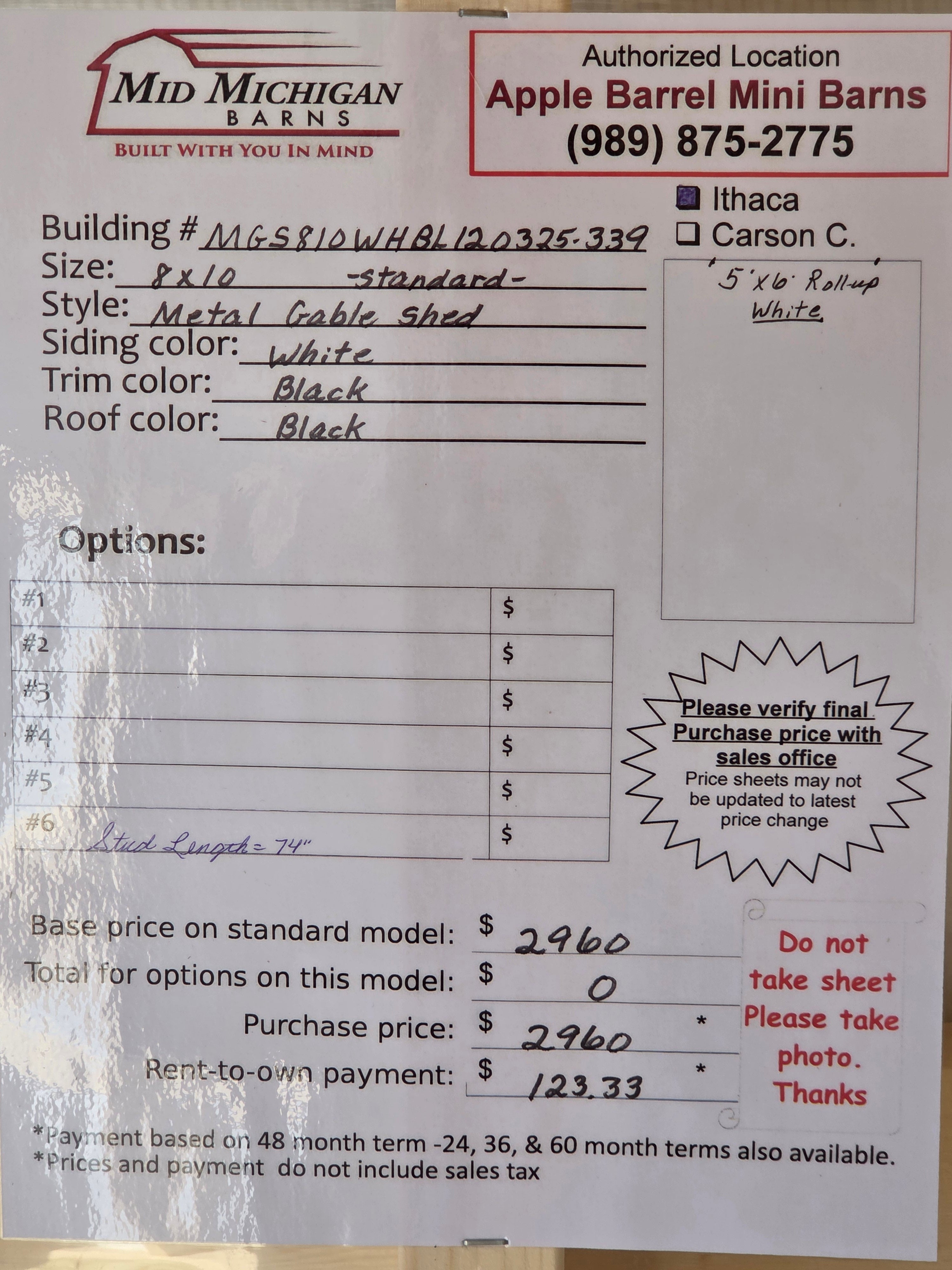 Metal Gable Shed 8×10