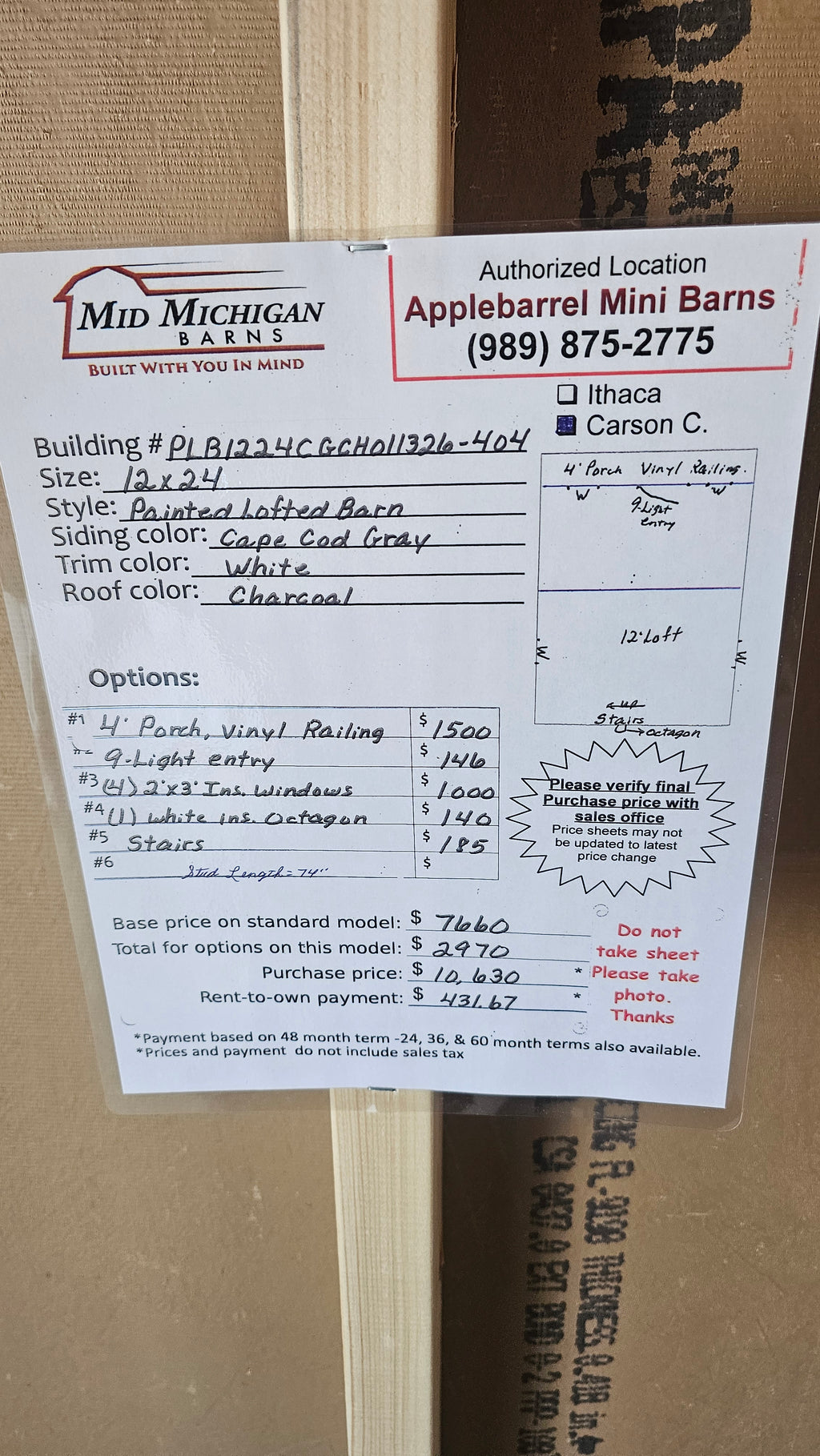 12x24 Painted Lofted Barn