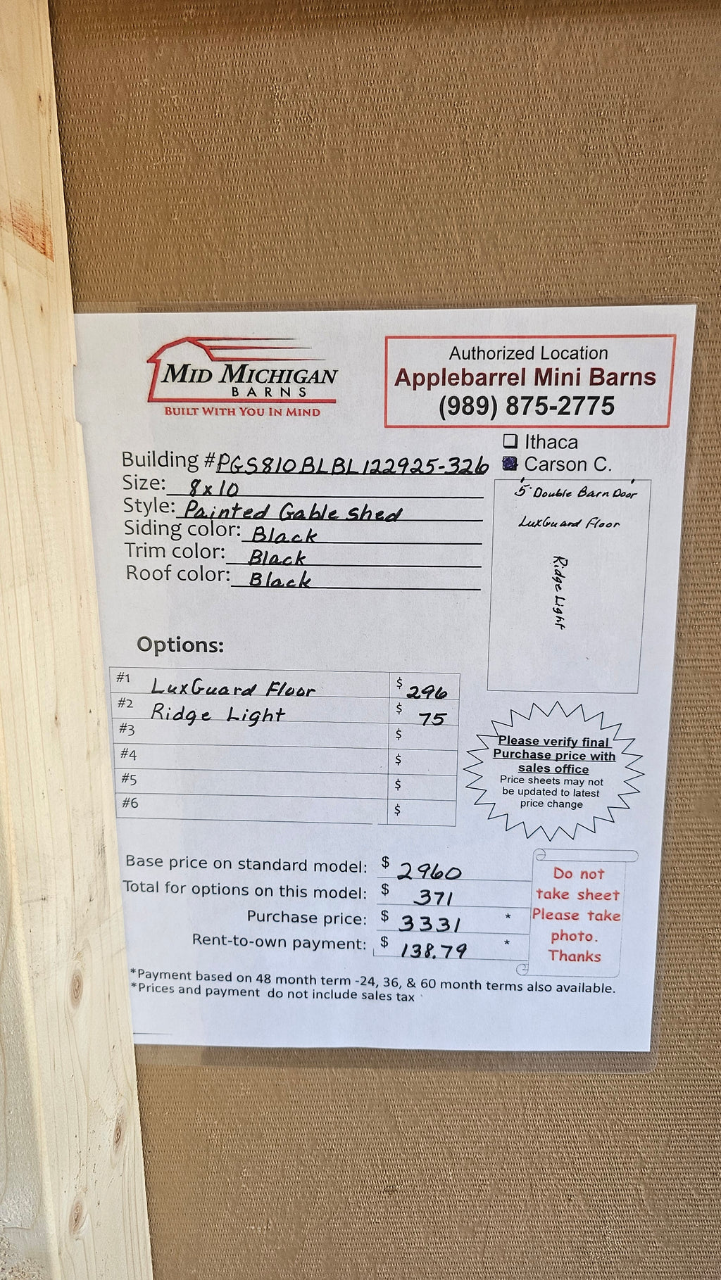 8x10 Painted Gable Shed