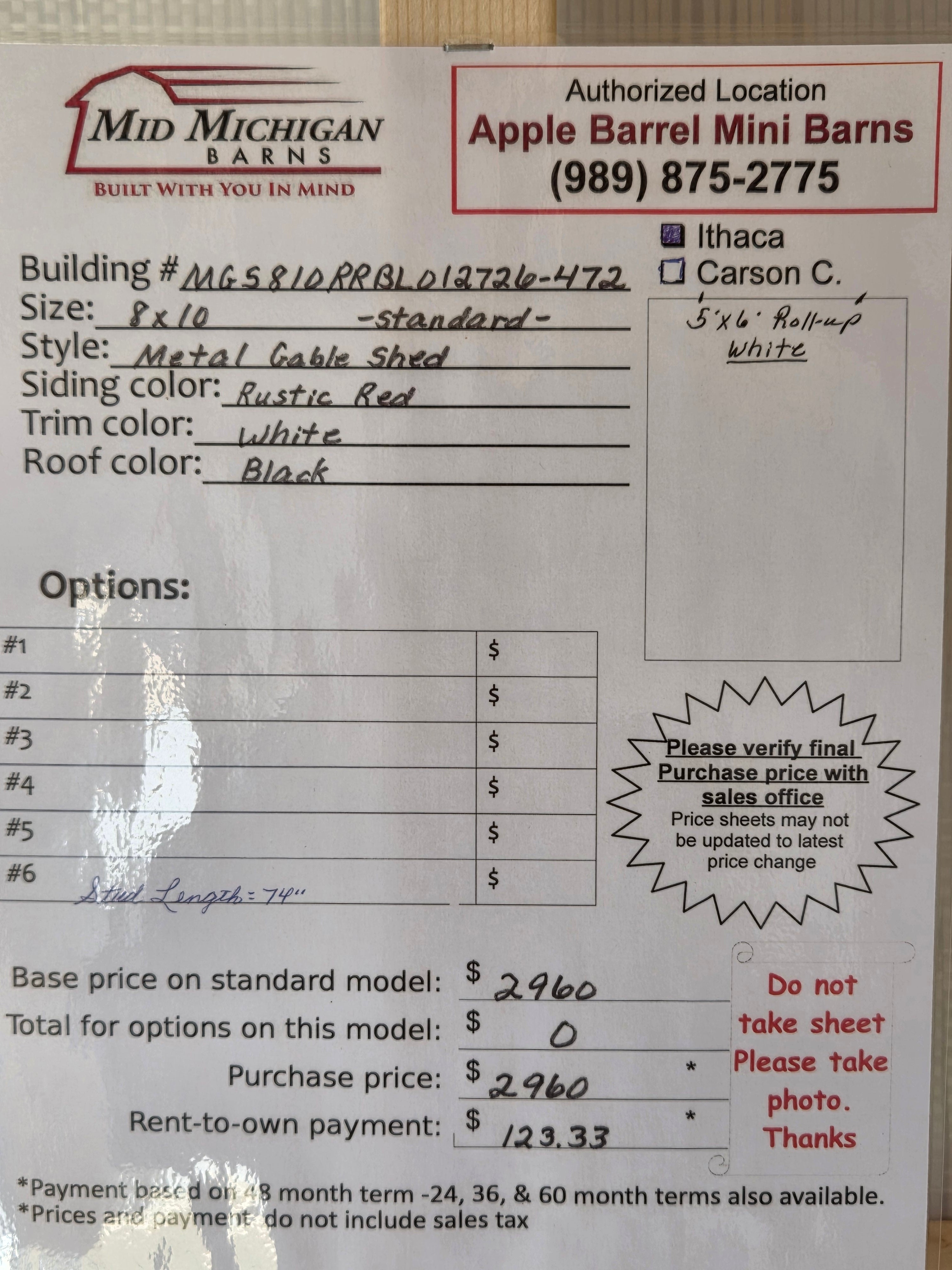 Metal Gable Shed 8×10