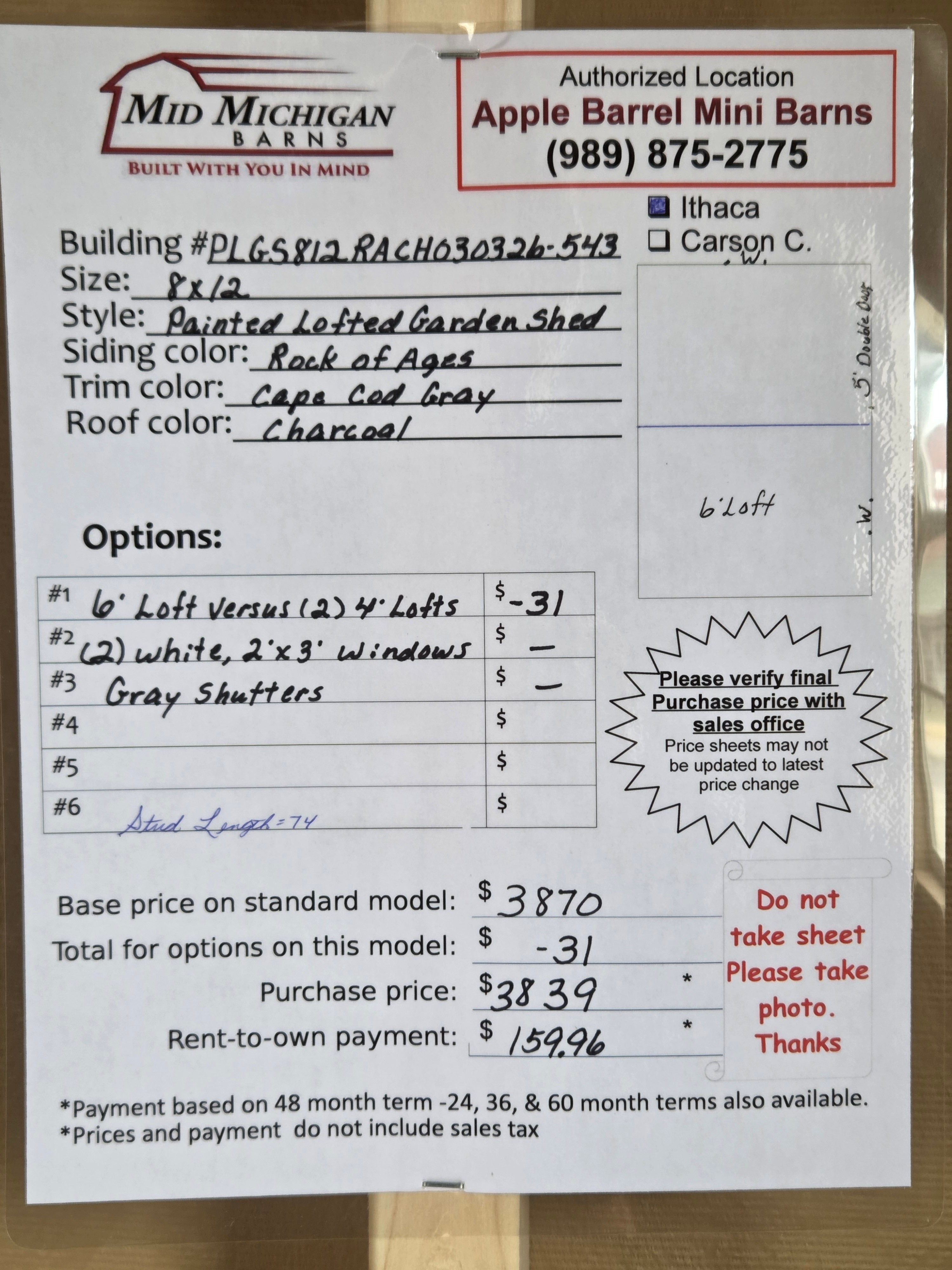 Painted Lofted Garden Shed 8×12