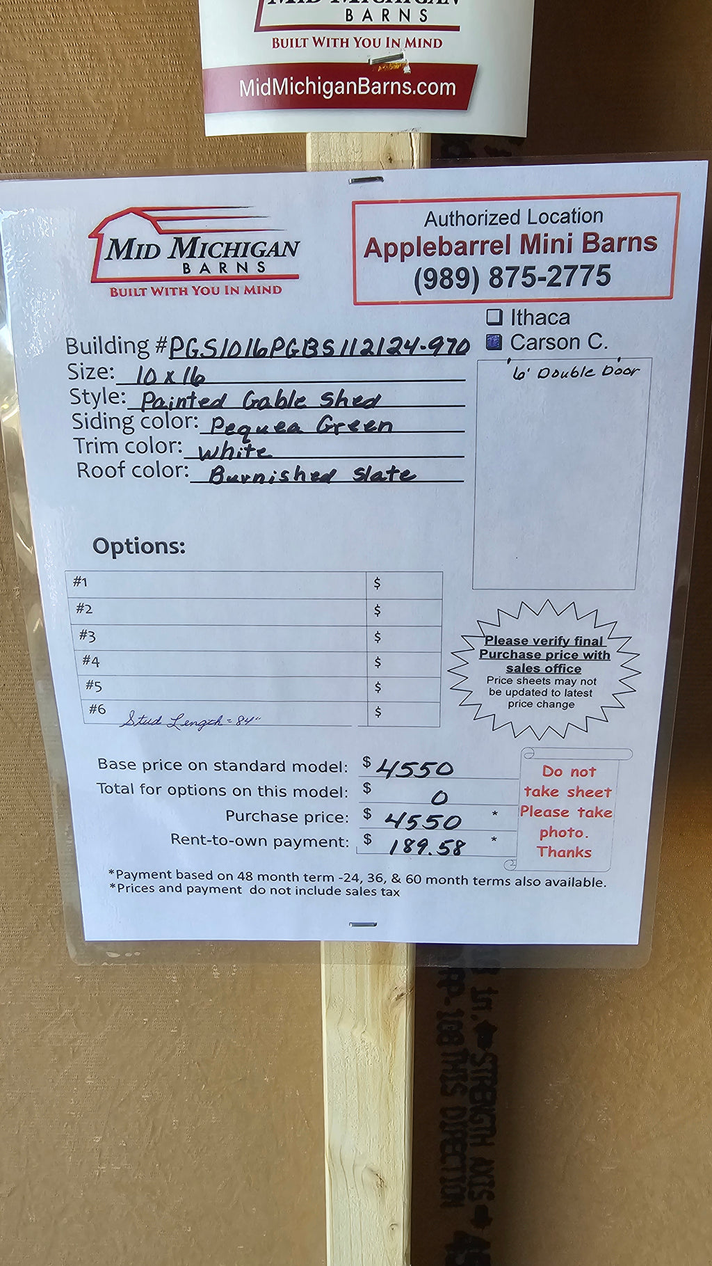 10x16 Painted Gable Shed